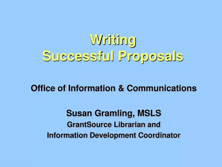 writing successful proposals