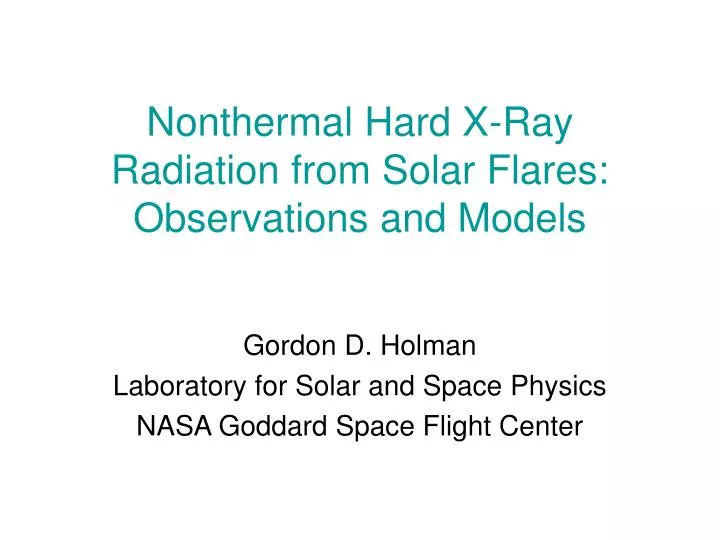 nonthermal hard x ray radiation from solar flares observations and models