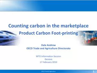 Counting carbon in the marketplace Product Carbon Foot-printing