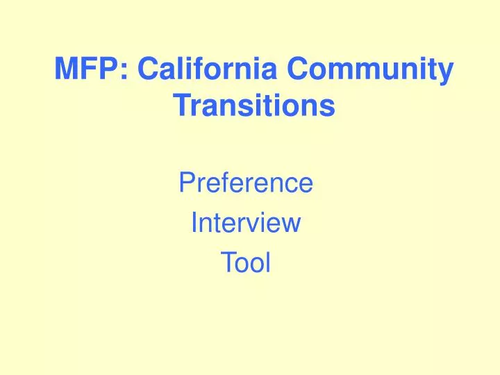 mfp california community transitions