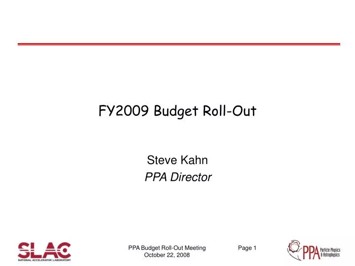 fy2009 budget roll out