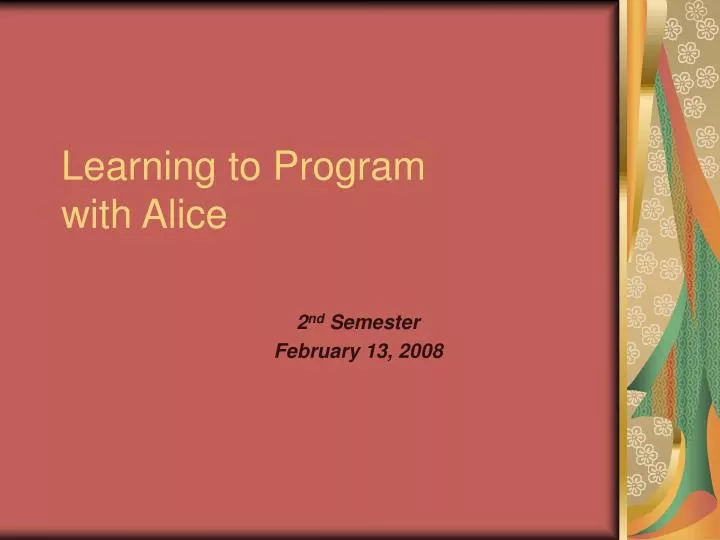 learning to program with alice