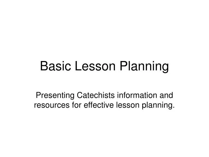 basic lesson planning