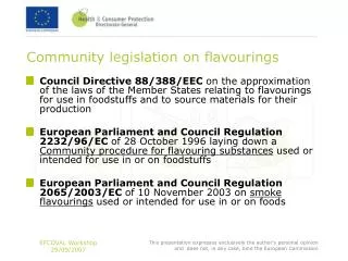 Community legislation on flavourings