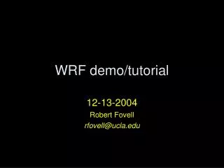 WRF demo/tutorial