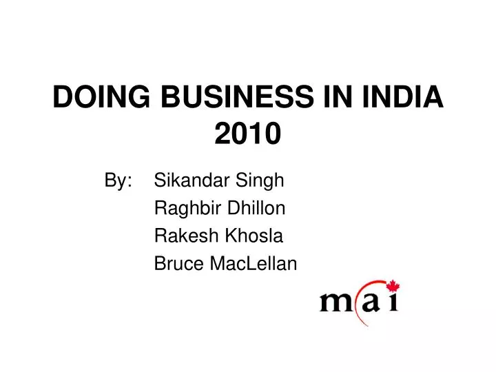 doing business in india 2010