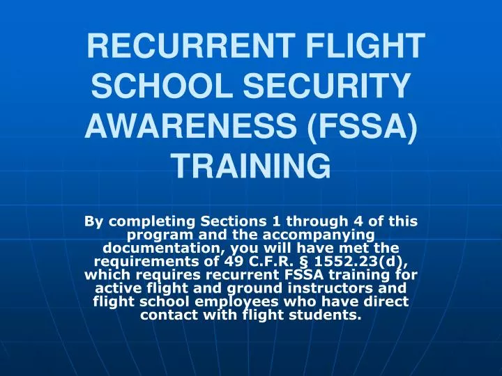 recurrent flight school security awareness fssa training