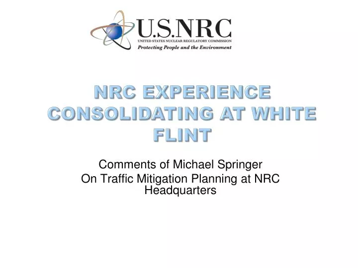 nrc experience consolidating at white flint