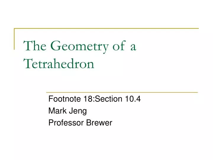 the geometry of a tetrahedron