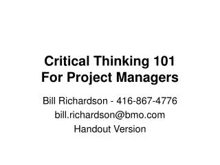 Critical Thinking 101 For Project Managers