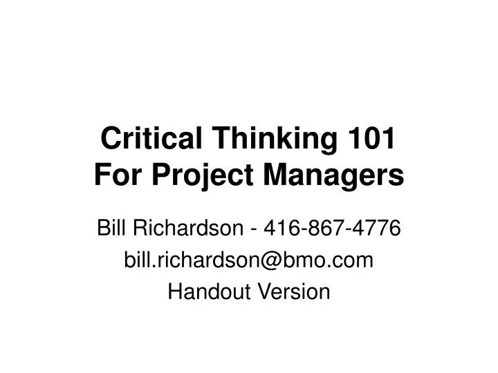 critical thinking 101 for project managers