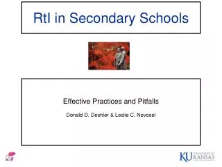 RtI in Secondary Schools