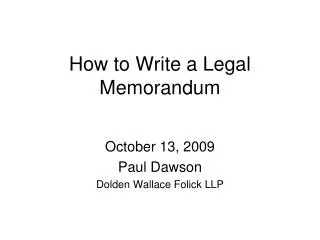How to Write a Legal Memorandum