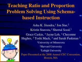 Teaching Ratio and Proportion Problem Solving Using Schema-based Instruction