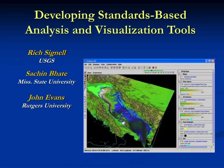 developing standards based analysis and visualization tools