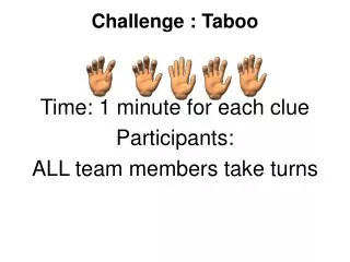 Challenge : Taboo