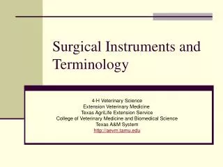 Surgical Instruments and Terminology