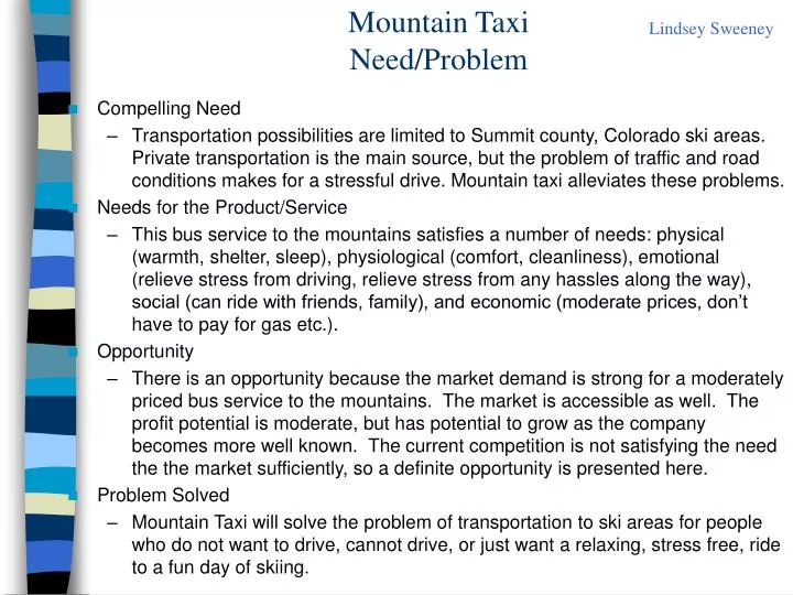 mountain taxi need problem