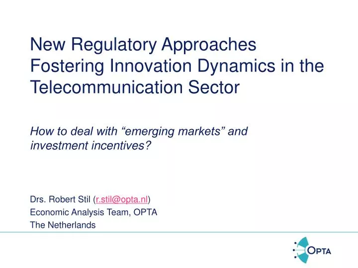 new regulatory approaches fostering innovation dynamics in the telecommunication sector