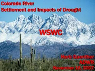 Colorado River Settlement and Impacts of Drought