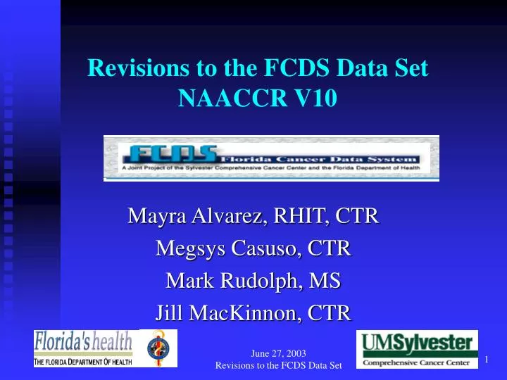 revisions to the fcds data set naaccr v10