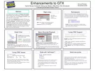 Enhancements to GTX Sachin Bansal, Andrew B. Kahng, Igor Markov, Mike Oliver, Dirk Stroobandt Calibrating Achievable De