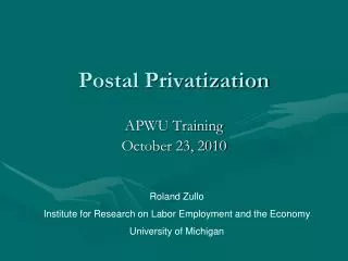 Postal Privatization