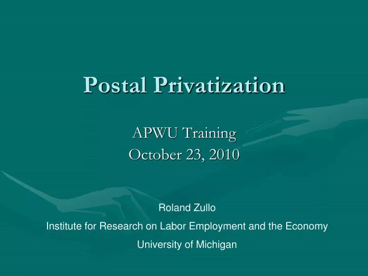 postal privatization
