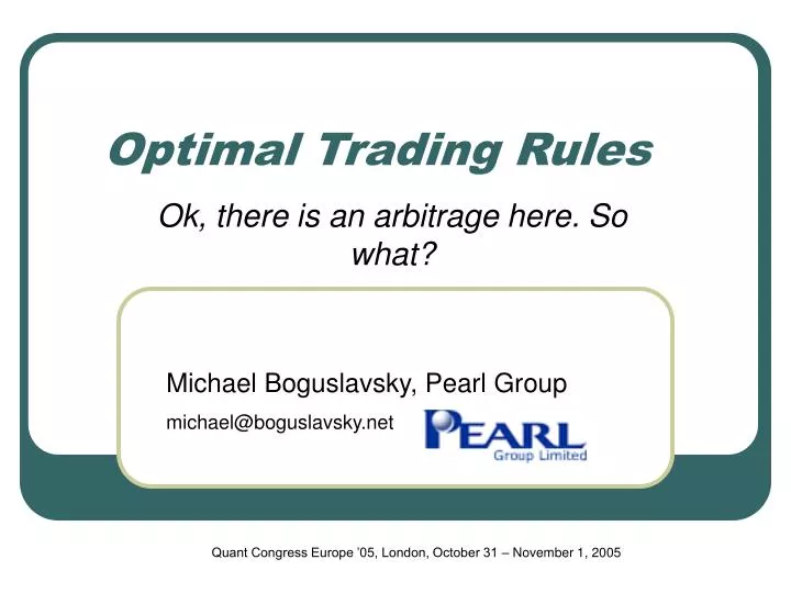 optimal trading rules