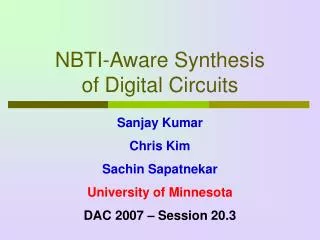 NBTI-Aware Synthesis of Digital Circuits