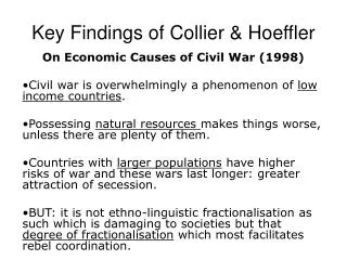 Key Findings of Collier &amp; Hoeffler