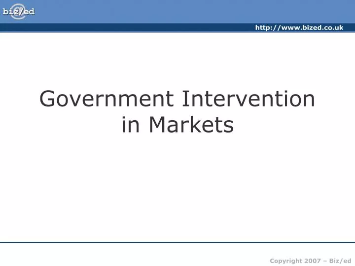 government intervention in markets