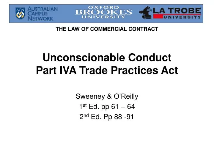 unconscionable conduct part iva trade practices act