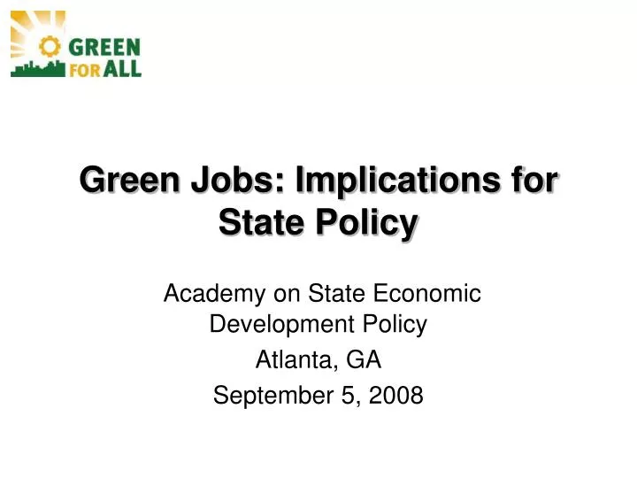 green jobs implications for state policy