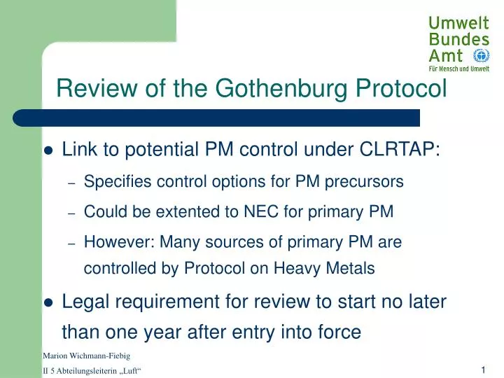 review of the gothenburg protocol