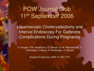 POW Journal Club 11 th September 2006