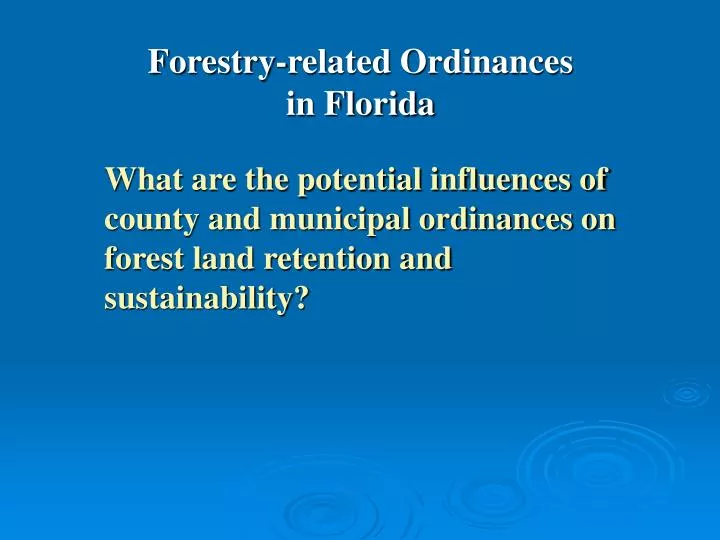 forestry related ordinances in florida