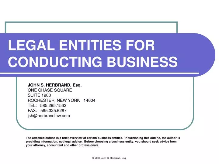 legal entities for conducting business