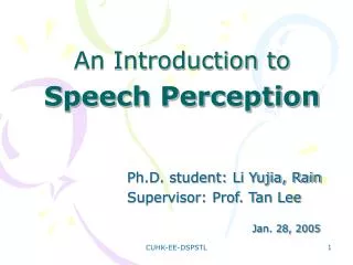 An Introduction to Speech Perception