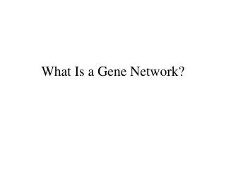 What Is a Gene Network?