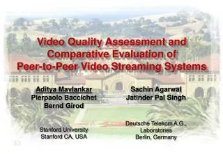 Video Quality Assessment and Comparative Evaluation of Peer-to-Peer Video Streaming Systems