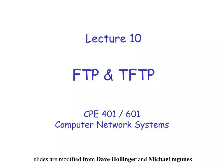 lecture 10 ftp tftp