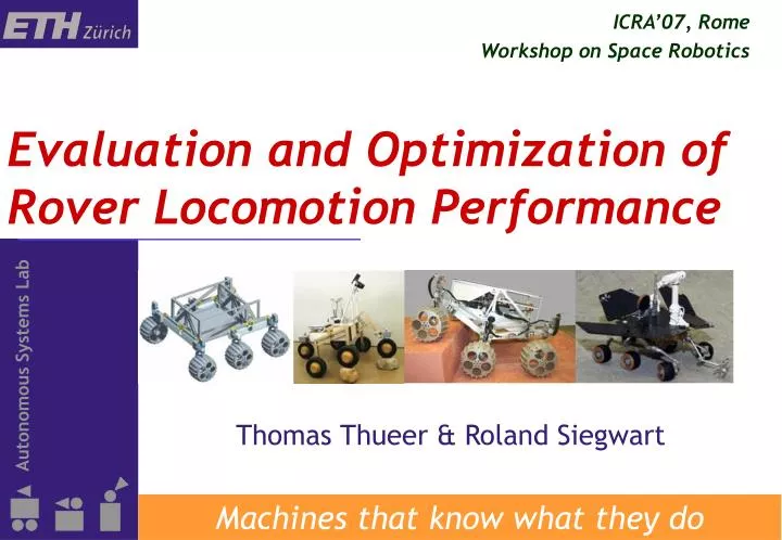 evaluation and optimization of rover locomotion performance