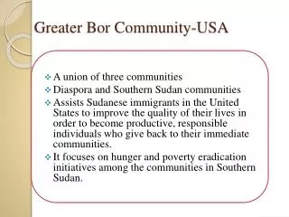 Greater Bor Community-USA