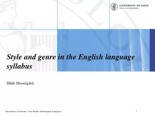 Style and genre in the English language syllabus