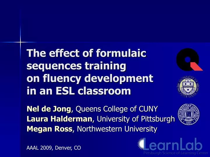 the effect of formulaic sequences training on fluency development in an esl classroom