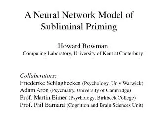 A Neural Network Model of Subliminal Priming