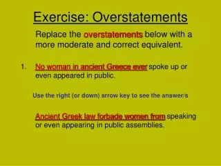Exercise: Overstatements