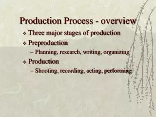 Production Process - overview