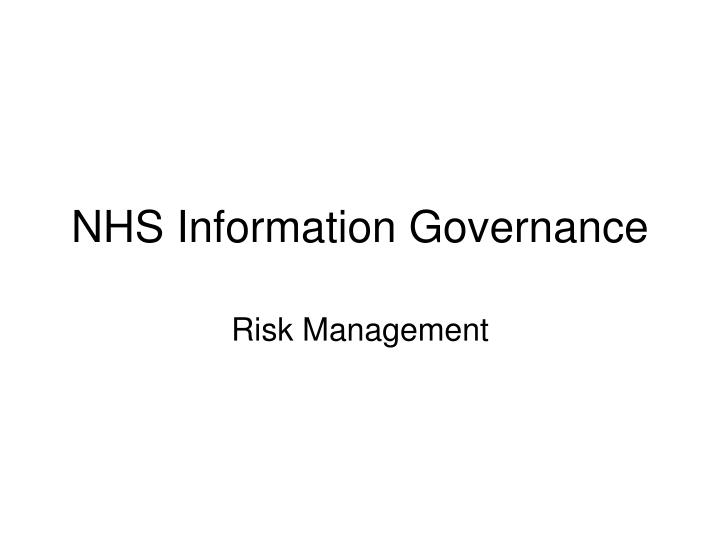 nhs information governance